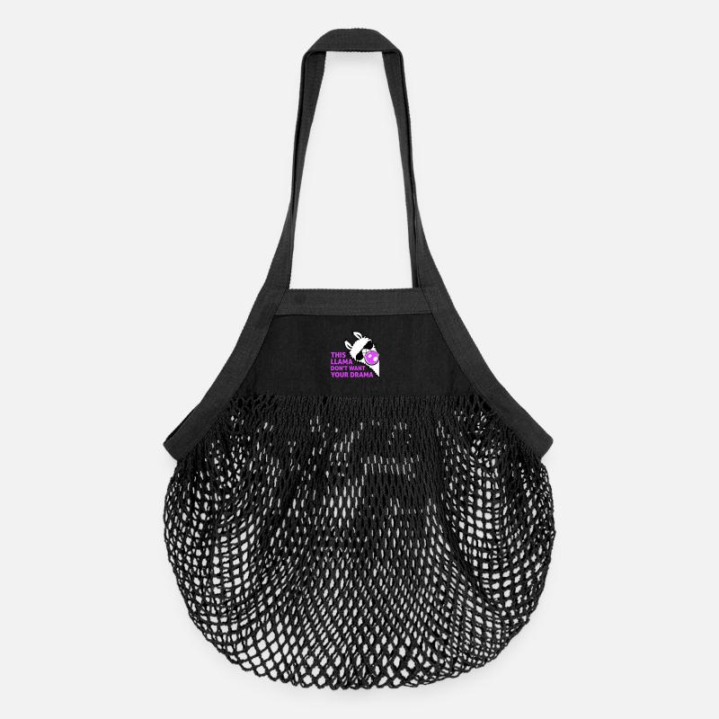 This Llama Don't Want Your Drama Bubble - Organic Mesh Shopping Bag - black
