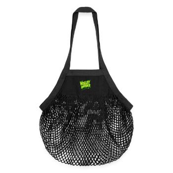 Volley Harder Padel Tennis Power Saying - Organic Mesh Shopping Bag - black - Front