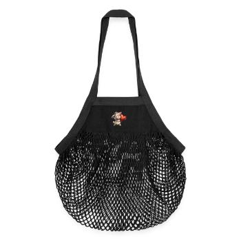 Herzfreundliches Schäfchen - Organic Mesh-Einkaufstasche - Schwarz - Vorne