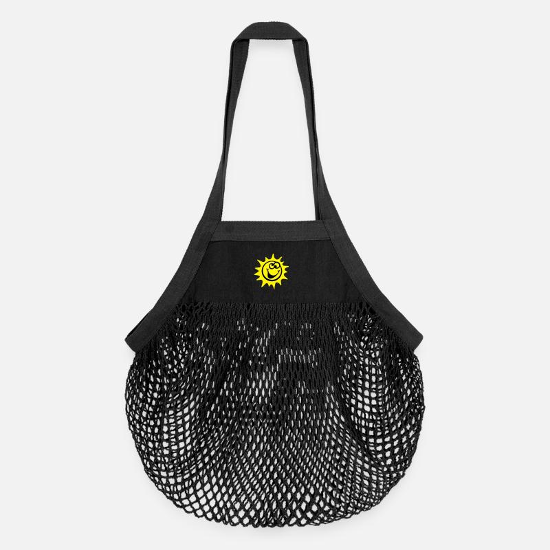 sonne 2c comic style - Organic Mesh-Einkaufstasche - Schwarz