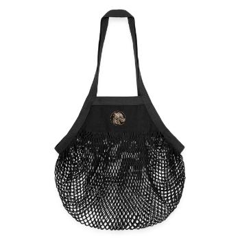 kunstvoll gestalteter mystischer Drachen Patch - Organic Mesh-Einkaufstasche - Schwarz - Vorne