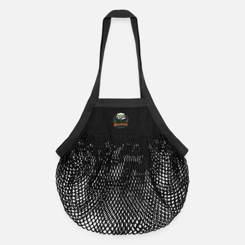Bookish Soul - Organic Mesh-Einkaufstasche - Schwarz