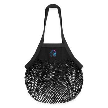 Nachtkatze in den Neongärten - Organic Mesh-Einkaufstasche - Schwarz - Vorne