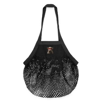 Moutons avec des lunettes de soleil - Sac de courses en mesh bio - noir - Devant