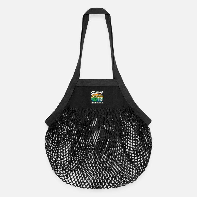 Retro Bowling 13e anniversaire Tee - Sac de courses en mesh bio - noir