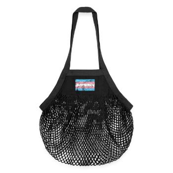Transgender Flagge Grunge Vintage Retro - Organic Mesh-Einkaufstasche - Schwarz - Vorne