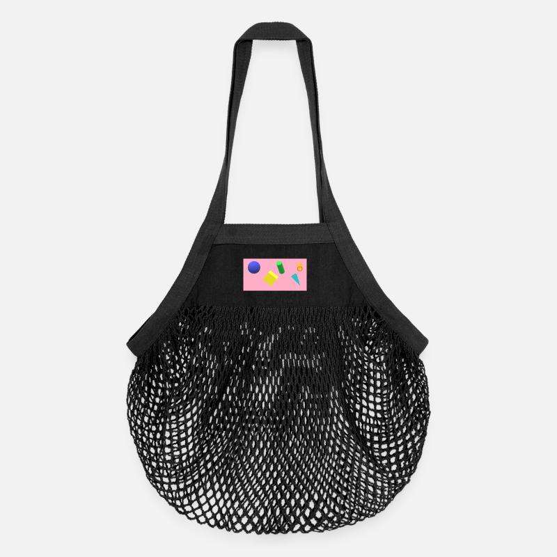 Lebendige geometrische Formkomposition - Organic Mesh-Einkaufstasche - Schwarz