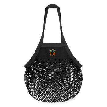 Boxen Papa Retro Sonnenuntergang Design - Organic Mesh-Einkaufstasche - Schwarz - Vorne