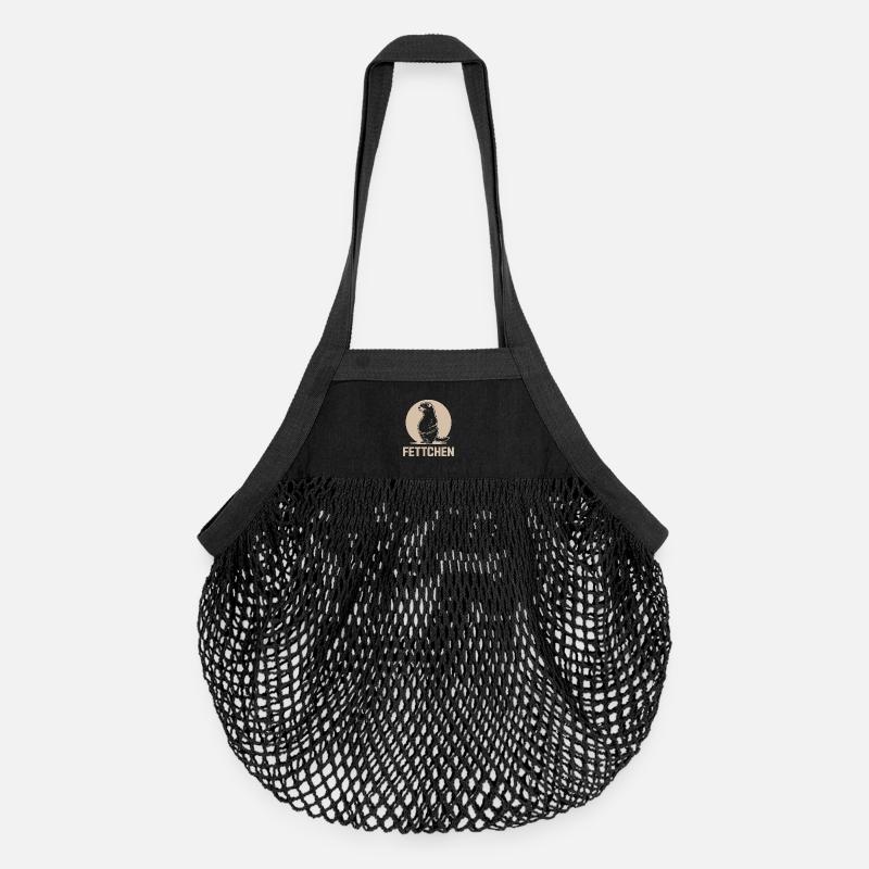 Drôle de furet mangeant de la graisse de ventre de bière - Sac de courses en mesh bio - noir