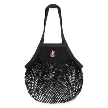Bunte Geometrische Katzenillustration Modern - Organic Mesh-Einkaufstasche - Schwarz - Vorne