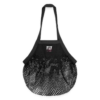 Flugzeug - Organic Mesh-Einkaufstasche - Schwarz - Vorne