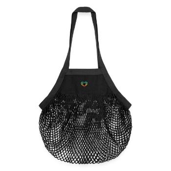Ich liebe Schlagzeug und Drums Retro Herz - Organic Mesh-Einkaufstasche - Schwarz - Vorne
