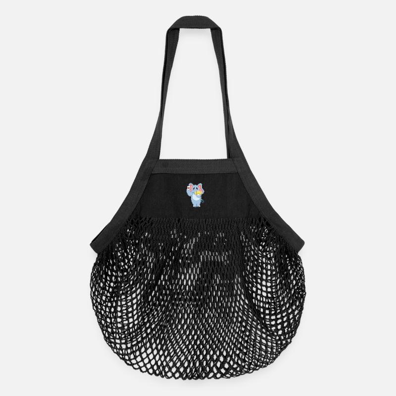 Elefant Poker Pokerkarten - Organic Mesh-Einkaufstasche - Schwarz