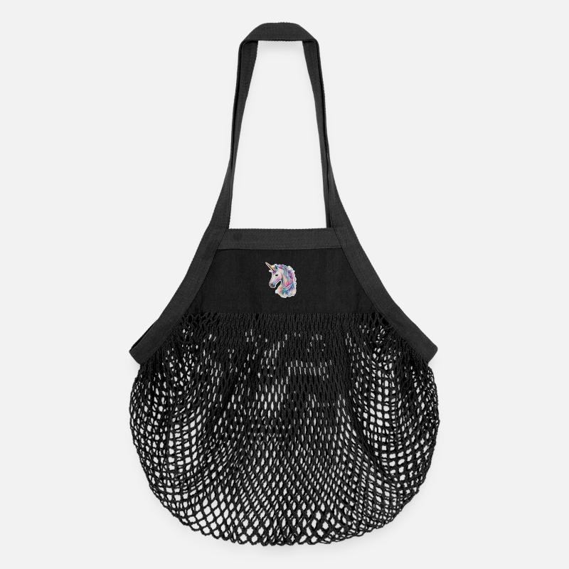 Licorne - Sac de courses en mesh bio - noir