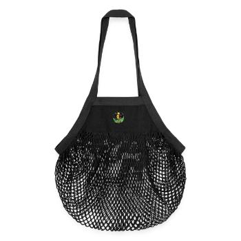 Alien auf Skateboard - Organic Mesh-Einkaufstasche - Schwarz - Vorne