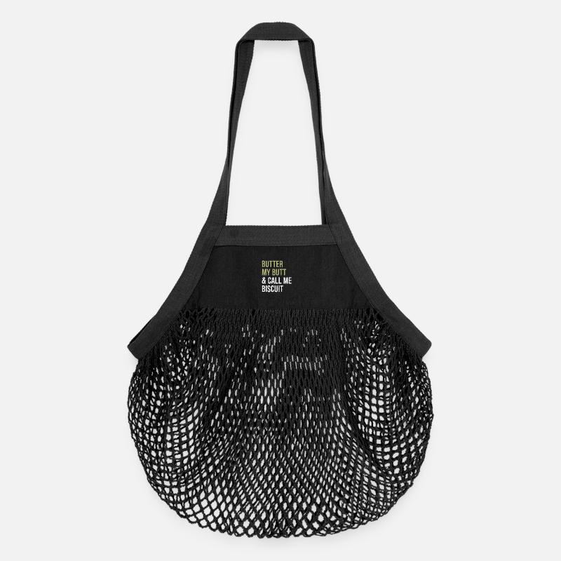 butter my butt and call me biscuit funny shirt - Sac de courses en mesh bio - noir