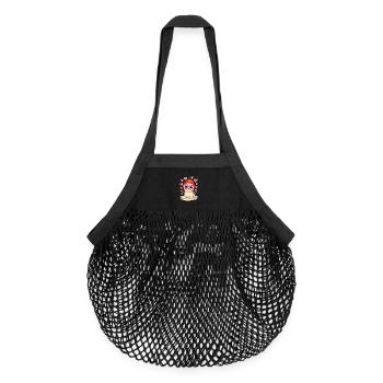 Babyrobbe Herzbrille Kawaii Seehund - Organic Mesh-Einkaufstasche - Schwarz - Vorne