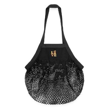 Sea Otter Cartoon Love - Organic Mesh Shopping Bag - black - Front