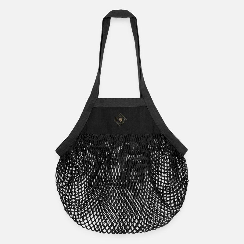Golden Ginkgo Harmony - Organic Mesh-Einkaufstasche - Schwarz