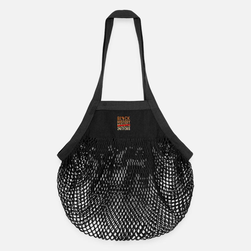Black History Month 24/7/365 Pride - Organic Mesh-Einkaufstasche - Schwarz