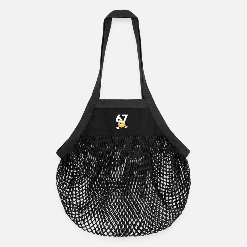 Numer 67 z emotikonem - Organic Mesh Shopping Bag - black