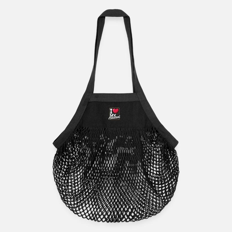 J’adore mon assistant de bureau cœur - Sac de courses en mesh bio - noir
