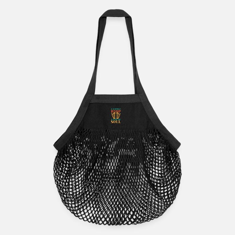 Harmoniciste drôle Petite harpe Beaucoup d’âme - Sac de courses en mesh bio - noir