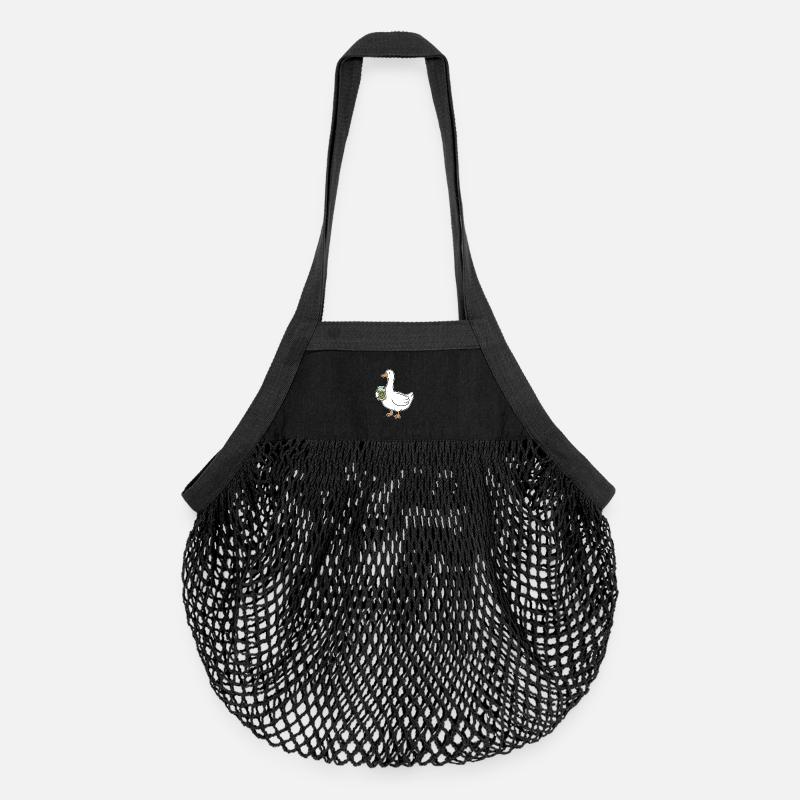 Duck with Mason Jar Cucumbers - Organic Mesh Shopping Bag - black
