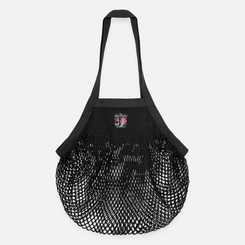 4e anniversaire de la sirène 4 ans - Sac de courses en mesh bio - noir