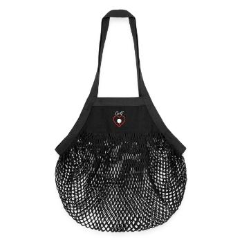 Golf Herz Liebe Golfsport - Organic Mesh-Einkaufstasche - Schwarz - Vorne