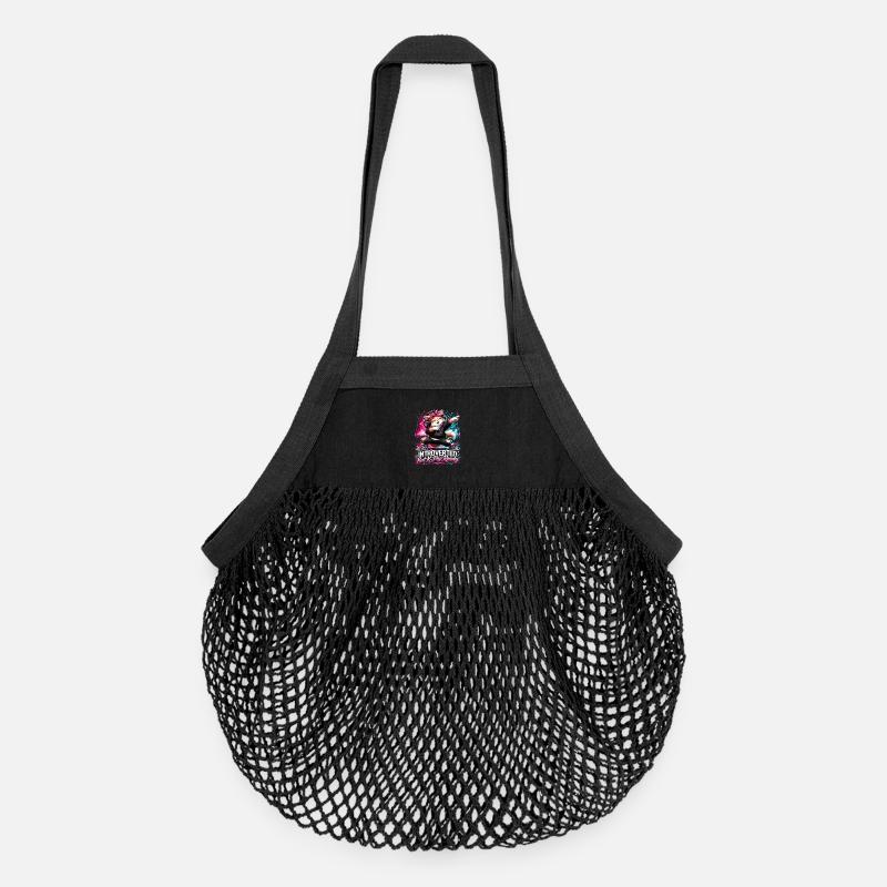 Introverted But K Pop Ready - Organic Mesh-Einkaufstasche - Schwarz