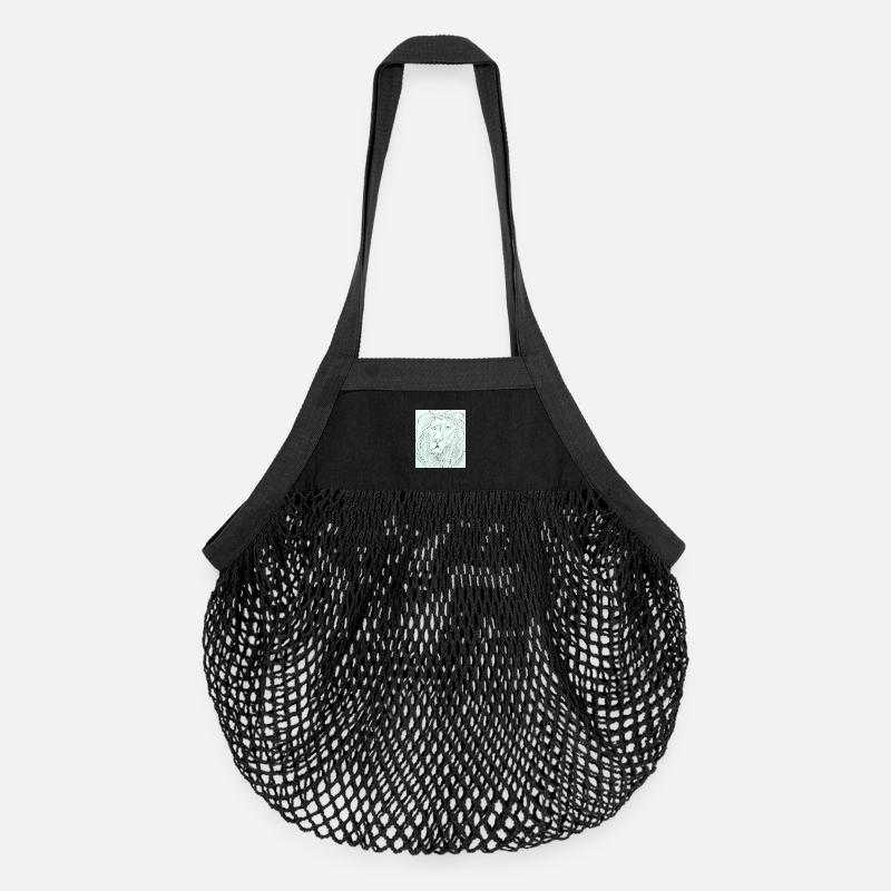 Löwenkopf Zeichnung Pur - Organic Mesh-Einkaufstasche - Schwarz