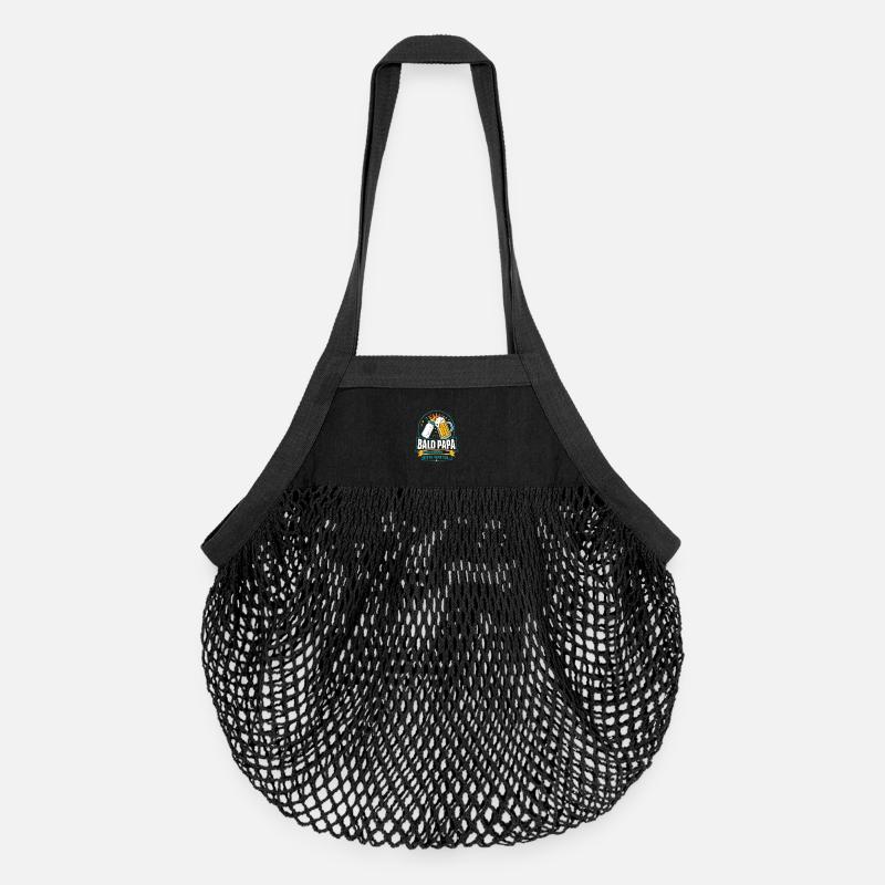 Bald Papa Bitte Warten – Bier Humor - Organic Mesh-Einkaufstasche - Schwarz
