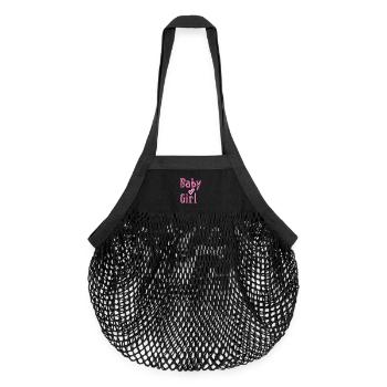 Baby Girl Pink Hearts Design - Organic Mesh Shopping Bag - black - Front