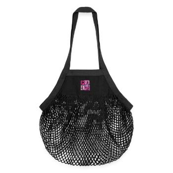 Badminton moves in vintage look with badminton - Organic Mesh Shopping Bag - black - Front