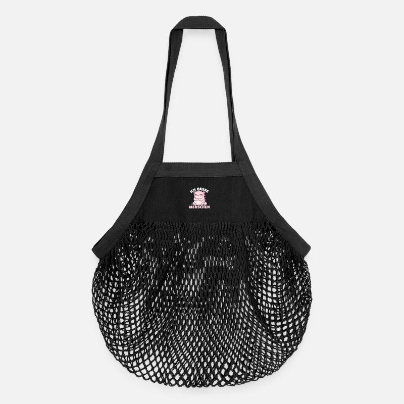 Axolotl rose pour les fans d’animaux - Sac de courses en mesh bio - noir