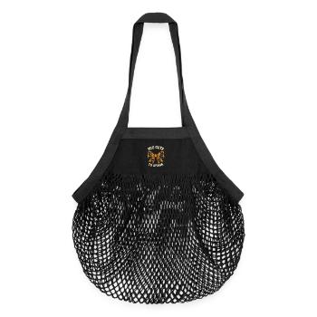 Stitch with Cats & Saying Too Cute To Spook Motif - Organic Mesh Shopping Bag - black - Front