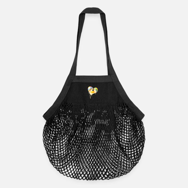 Broken Easter egg with flowing egg yolk - Organic Mesh Shopping Bag - black