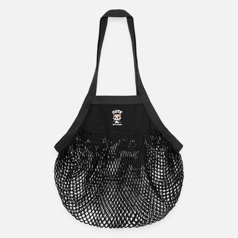 Cute but wild cat - Organic Mesh Shopping Bag - black