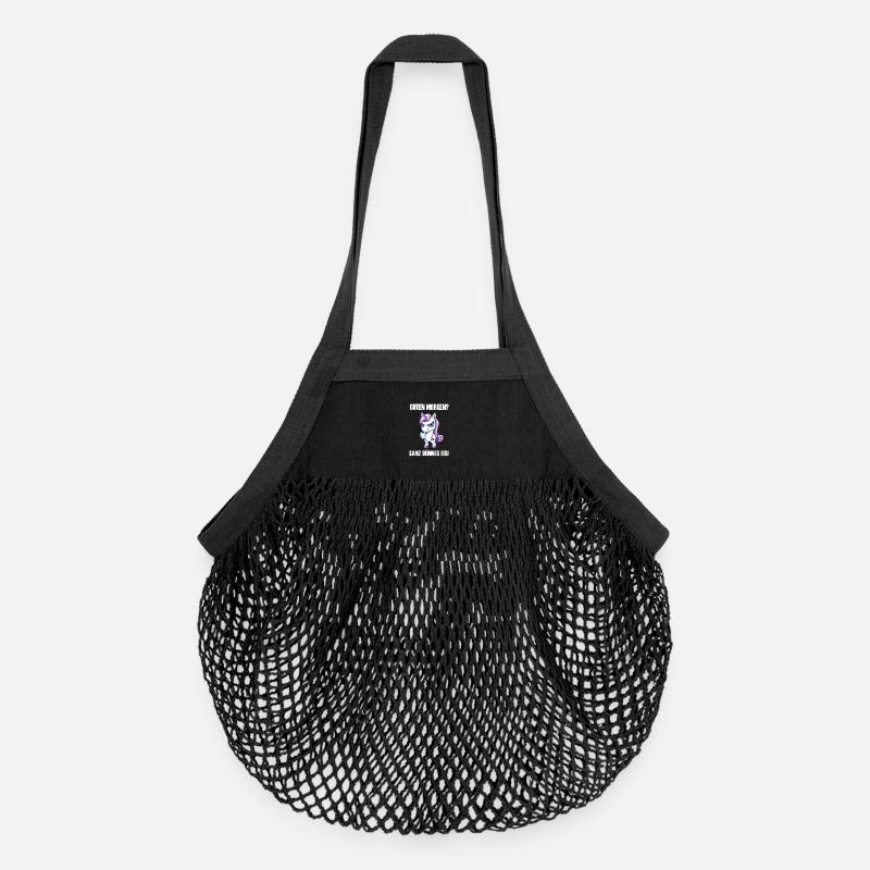 Licorne café matin grouch design - Sac de courses en mesh bio - noir