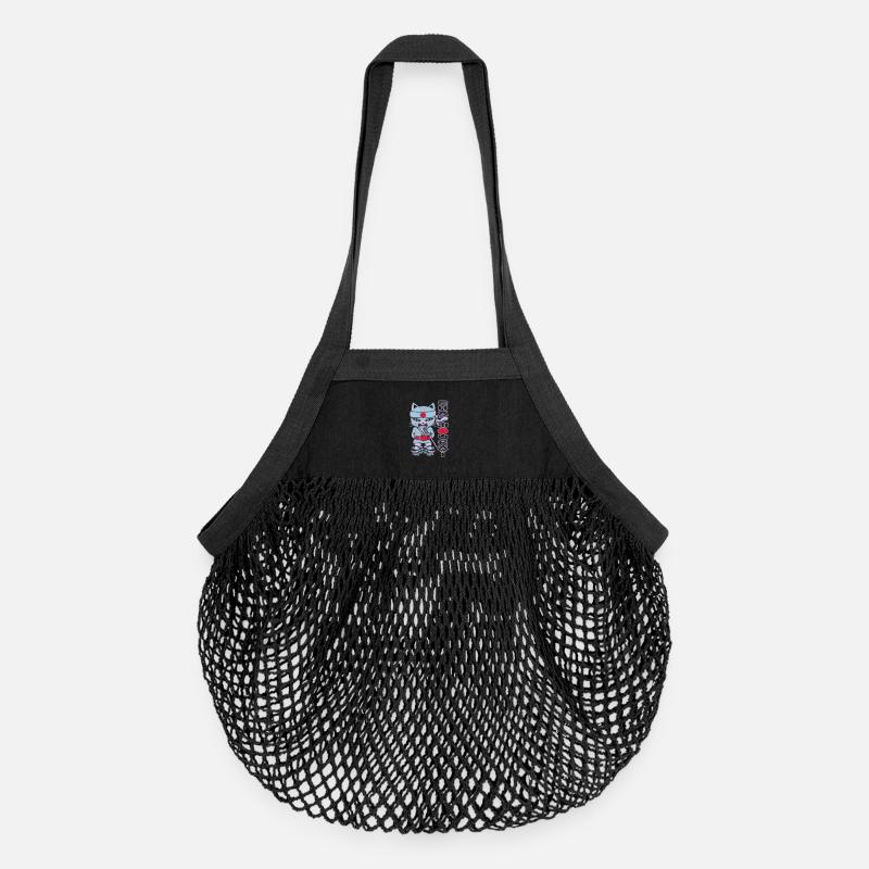 Chat mouraï flex - Sac de courses en mesh bio - noir