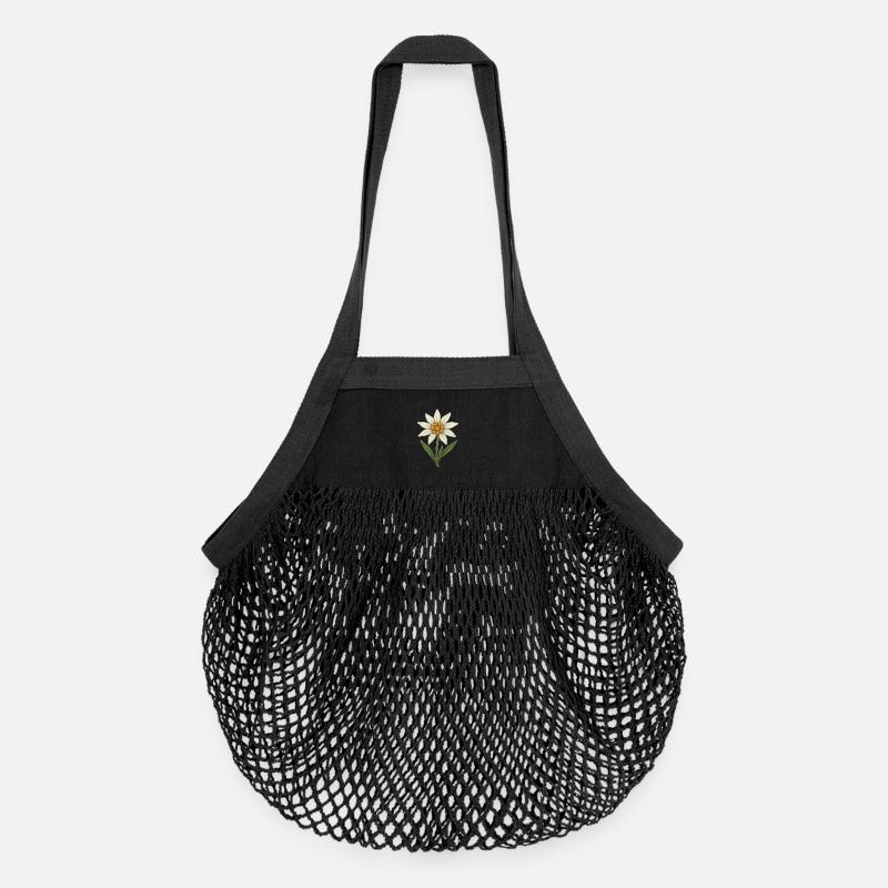 Fleur d’Edelweiss - Sac de courses en mesh bio - noir