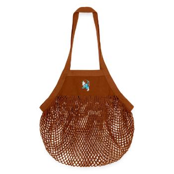 blauer Wolf Mond jaulen Illustration Waldtiere - Organic Mesh-Einkaufstasche - texas orange - Vorne