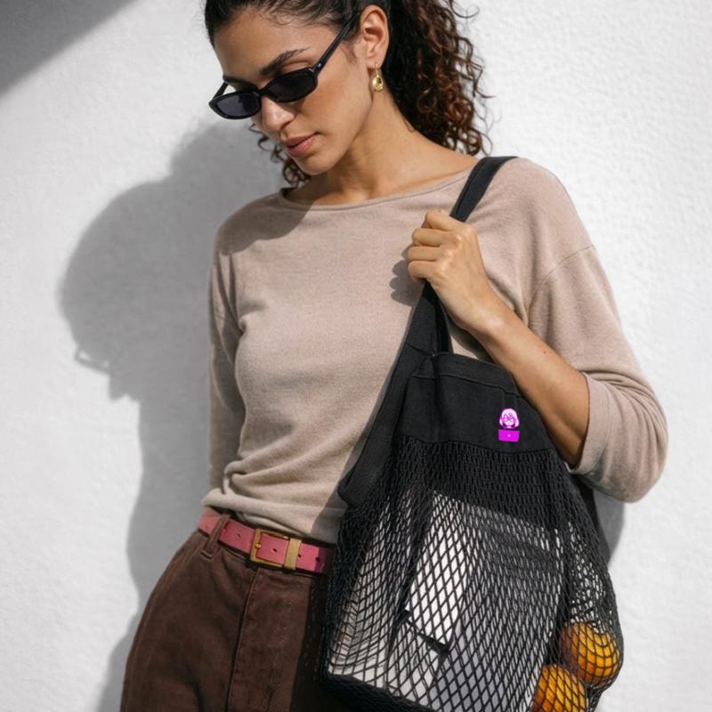 Frau mit Computer Programmierer Coder Organic Mesh-Einkaufstasche