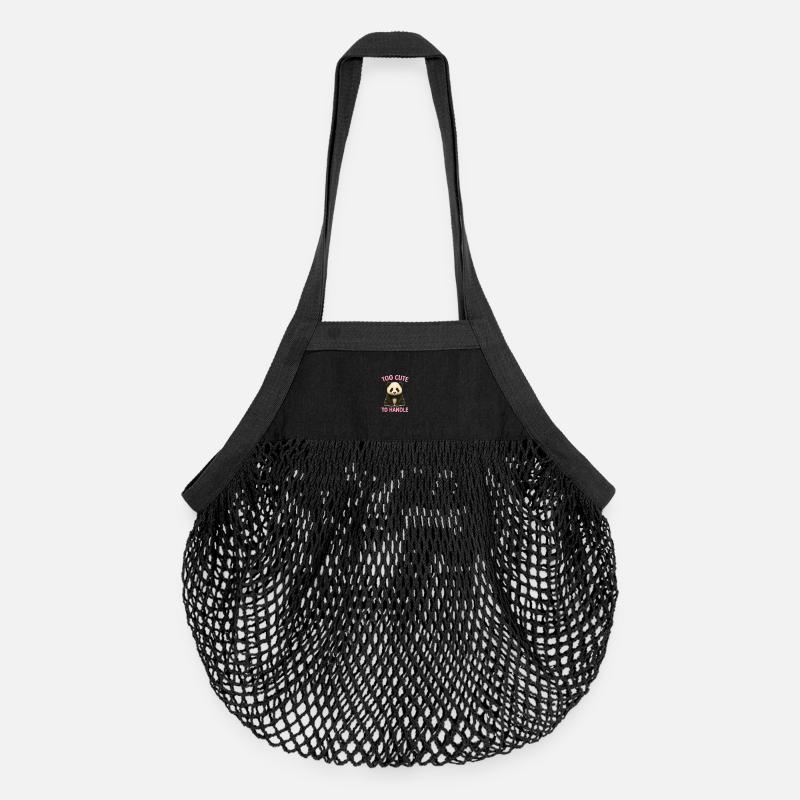 Panda mignon avec dicton - Sac de courses en mesh bio - noir