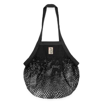 Mecha Ukiyoe Neon Print - Organic Mesh Shopping Bag - black - Front