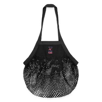 Flugzeug Mädchen - Organic Mesh-Einkaufstasche - Schwarz - Vorne