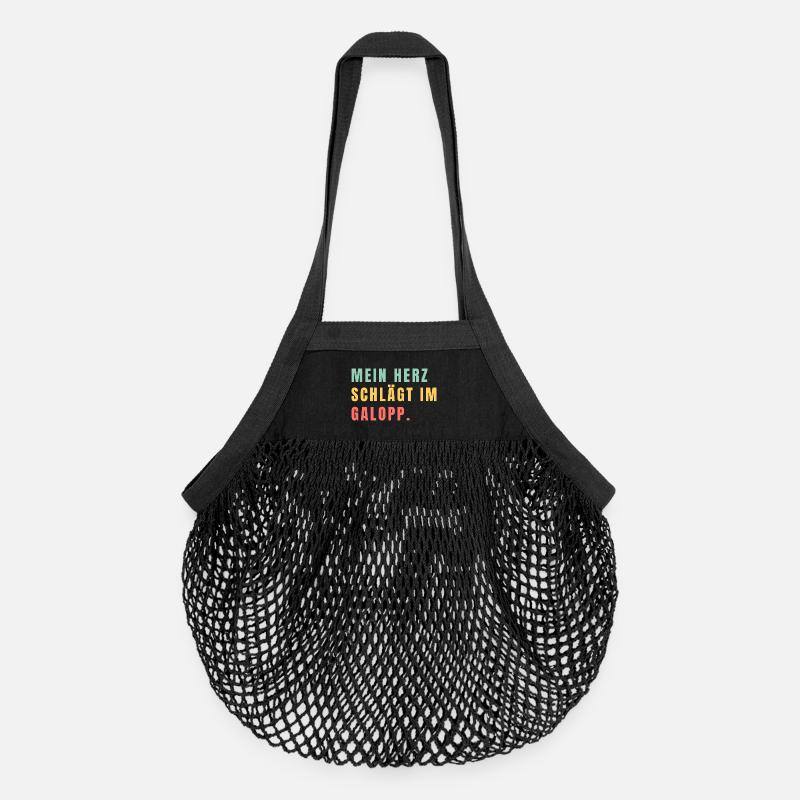Mein Herz schlägt im Galopp - Organic Mesh-Einkaufstasche - Schwarz