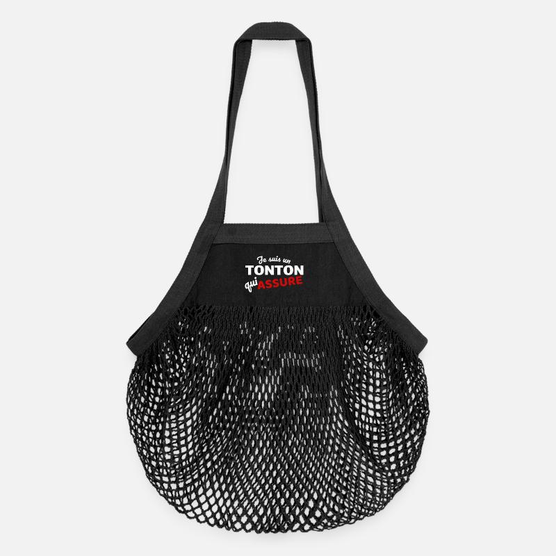 Je suis un tonton qui assure - Sac de courses en mesh bio - noir