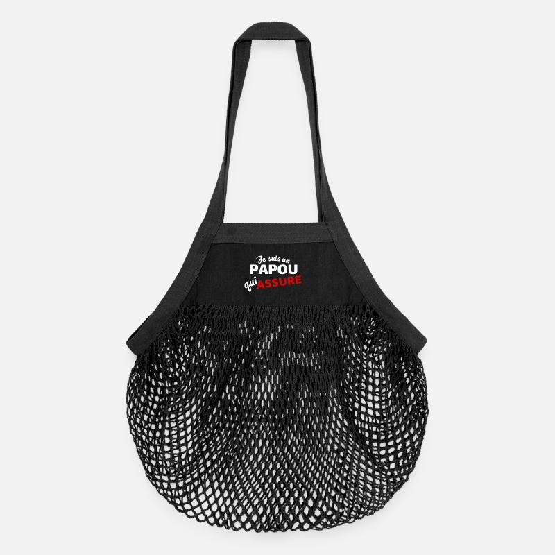 Citation humoristique pour papou qui assure - Sac de courses en mesh bio - noir